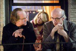 Philip Seymour Hoffman Michelle Williams and Tom Noonan (playing the Hoffman character as Larry David). 